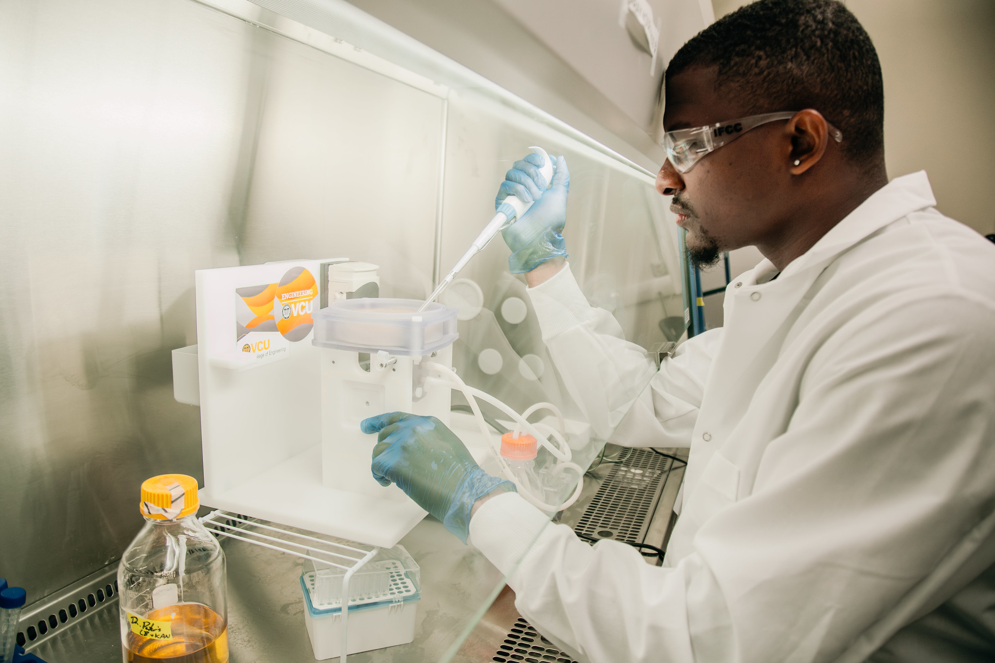 Student working in a research lab